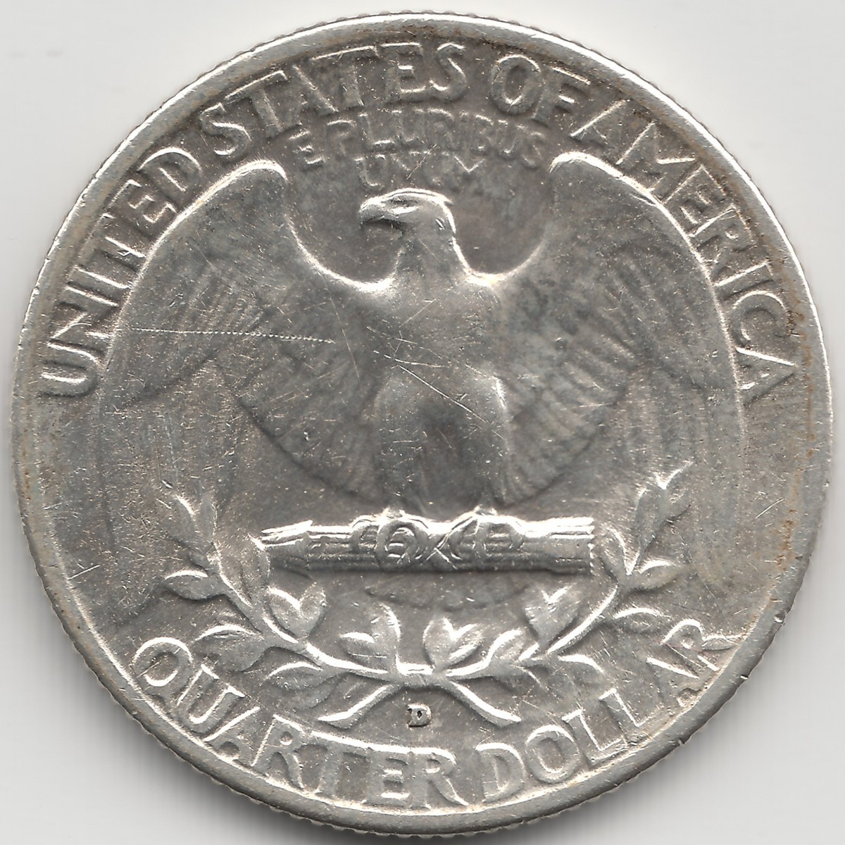 1935-D quarter RPM-001 repunched mint mark close-up showing secondary D impression to the west of the primary mint mark